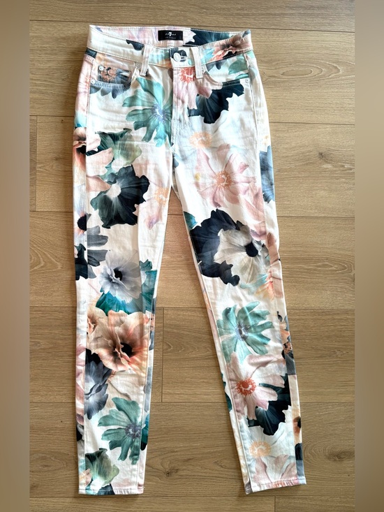 7 For All Mankind Denim - 7 For All Mankind The Ankle Skinny Floral Sz 23
